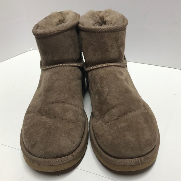 UGG Classic Mini II Taupe Brown Suede Shearling Ankle Boots 1016222 womens  9 - Picture 4 of 11